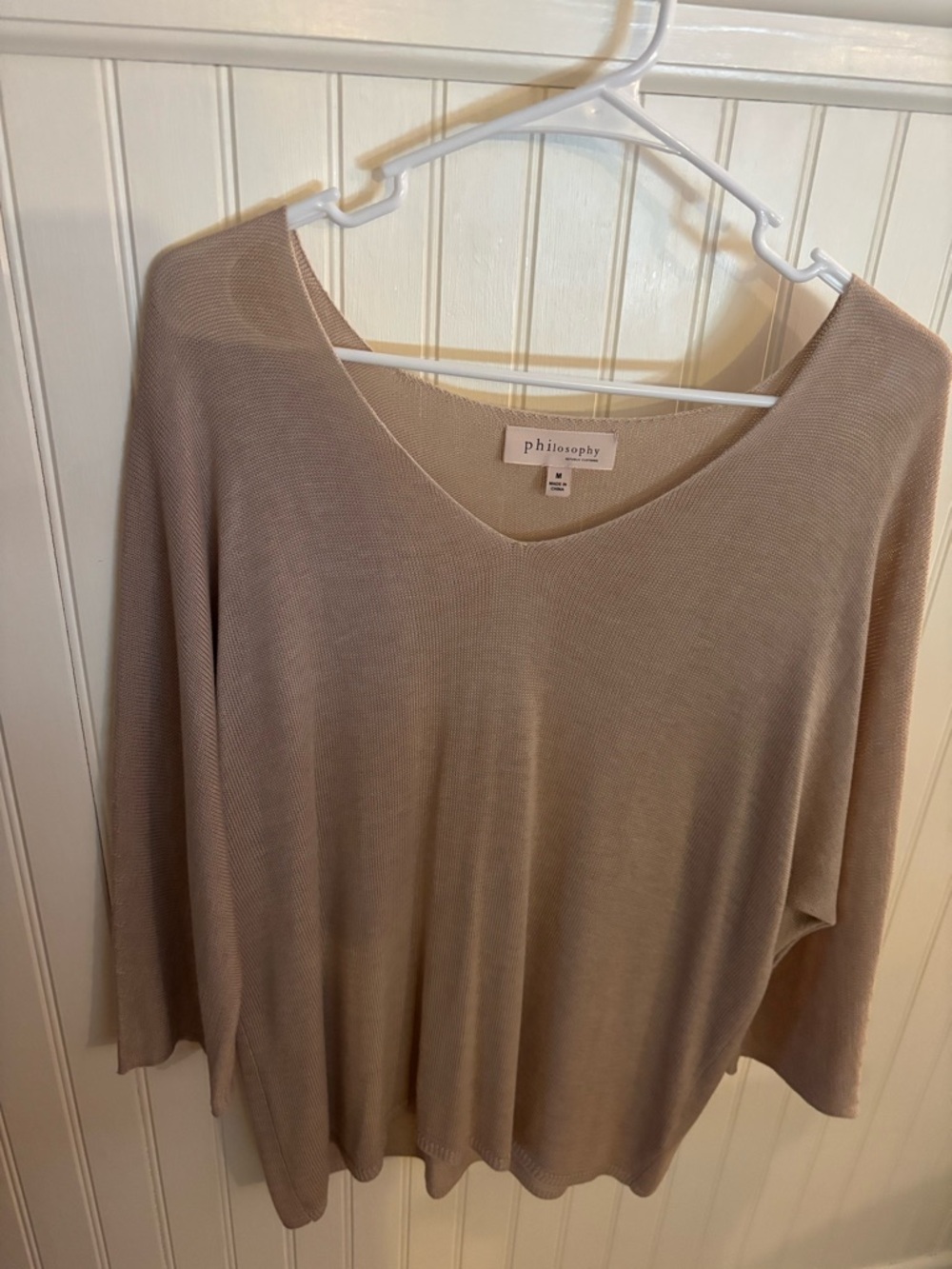 NWOT Philosophy relaxed V-neck women's pullover in taupe